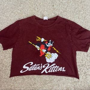 Satan’s Kittens Crop Top - Screen Printed - Size Medium